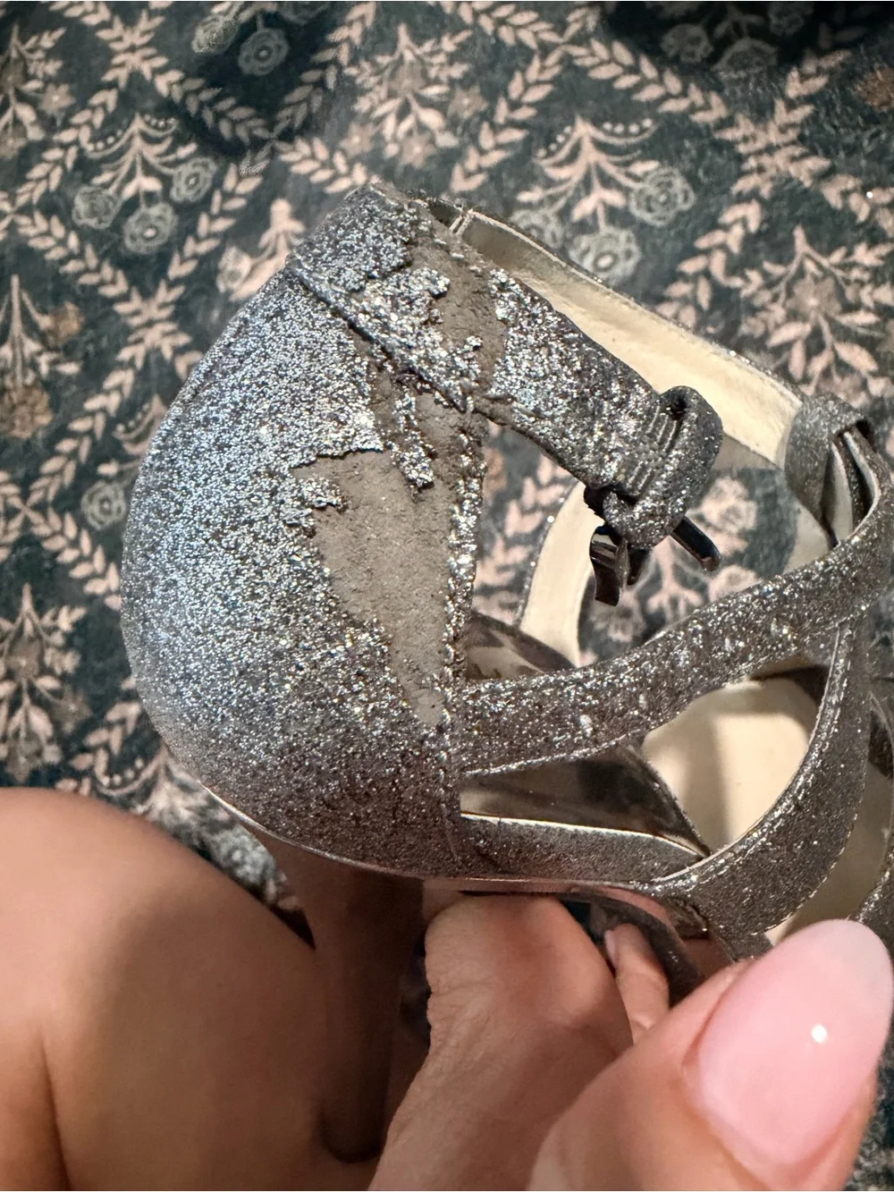 Michael Kors Silver Glitter Platform Strappy Heels